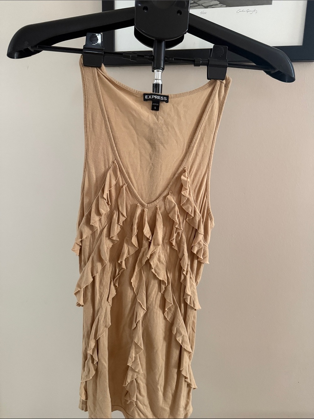 Express Beige Ruffle Tank Dress - Picture 2 of 5